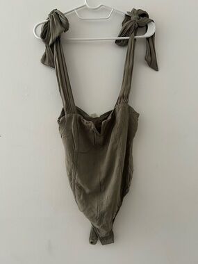 Olive Tie-Shoulder One-Piece Bodysuit Free People